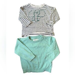 Sfera Baby Striped Elephant and Mint Sweater Set